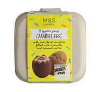 M&S Caramel Easter Eggs 160g, 4 Eggstra Gooey, Milk and Blond Chocolate with Vanilla and Caramel Centre