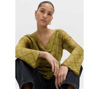 M&S Checked Cowl Neck Top Green Mix