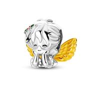M&S Cherub Charm Child Girl Angel Cupid Gold Wing Charm Bead Pendant, 925 Sterling Silver Dangle Charm, Compatible With Pandora & European Bracelet