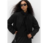 M&S Collarless Short Button Through Jacket with Wool Black