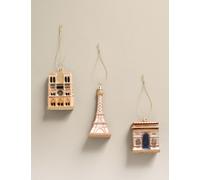 M&S Collection 3pk Glass Hanging Paris Decorations - Multi, Multi
