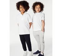 M&S Collection 3pk Men's Stain Resist School Polo Shirts (2-18 Yrs) - 8-9 Y - White, Yellow,Red,White,Blue,Grey