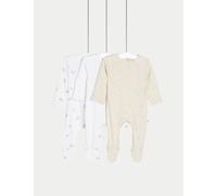 M&S Collection 3pk Pure Cotton Bunny Sleepsuits (6½lbs-3 Yrs) - 12-18 - Light Pink, Light Pink