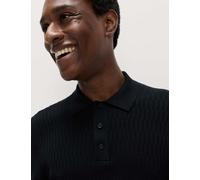 M&S Collection Cotton Modal Geometric Knitted Polo Black