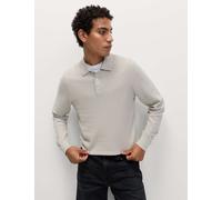 M&S Collection Cotton Modal Geometric Knitted Polo Light Putty