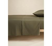 M&S Collection Cotton Rich Flat Sheet - SGL - Khaki, Lilac,Soft Yellow,Caramel,Light Cream,Chambray,Soft Pink,Dove,Clay,White,Neutral,Mink,Khaki,Silver Grey,Sage,Soft Green,Denim