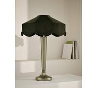 M&S Collection Deco Velvet Scallop Shade Table Lamp - Dark Green, Dark Green