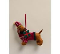 M&S Collection Felt Hanging Sausage Dog Decoration - Brown Mix, Brown Mix