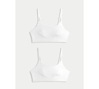 M&S Collection female 2 Pack Cotton First Bra Crop Tops - 6 - White, Rose Mix,White,Black Mix