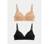 M&S Collection female 2 Pack Non Wired First Bra - 32A - Rich Amber, Rich Amber,Topaz,White Mix,Rose Quartz,Rich Quartz
