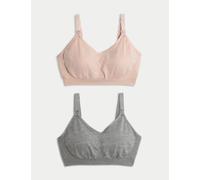 M&S Collection female 2 Pack Seamless Full Cup Nursing Bras - Grey Mix, Rose Quartz,Grey Mix
