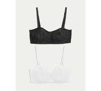 M&S Collection female 2 Pack Wired Strapless Bra A-E - 42C - Black Mix, White Mix,Black Mix