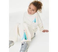 M&S Collection female 2pc Cotton Rich Frozen™ Joggers and Sweatshirt (2-8 Yrs) - 4-5 Y - Ecru, Ecru