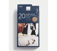 M&S Collection female 3pk 20 Denier Firm Support Knee Highs - Rose Quartz, Rose Quartz,Nearly Black