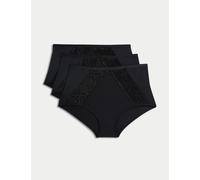 M&S Collection female 3pk Amelia Lace Full Briefs - 14 - Black, White,Opaline,Black,Dark Raspberry,Taupe,Blue Mix