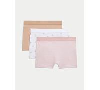 M&S Collection female 3pk Cotton Rich Floral Boxers (6-16 Yrs) - 11-12 - Multi, Multi