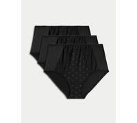 M&S Collection female 3pk Daisy Embroidery Full Briefs - 14 - Black, Black,White