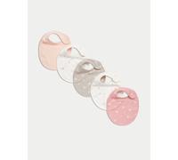 M&S Collection Female 5pk Pure Cotton Floral Bibs - Pink Mix, Pink Mix