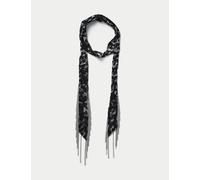 M&S Collection female Animal Print Fringe Scarf - Black, Black