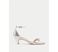 M&S Collection female Buckle Kitten Heel Sandals - 6 - Silver, Silver