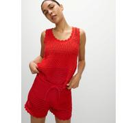 M&S Collection female Cotton Blend Pointelle Scallop Edge Knitted Vest - Tomato, Tomato