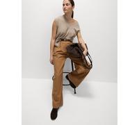 M&S Collection female Cotton Rich Wide Leg Trousers - 22SHT - Golden Brown, Golden Brown