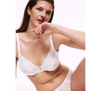 M&S Collection female Daisy Embroidery Wired Plunge Bra F-H - 38F - White, Black,Rose Quartz,White,Opaline