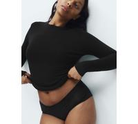 M&S Collection female Heatgen™ Medium Thermal Crew Neck Top - 12 - Black, Light Cream,Black