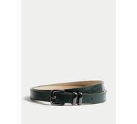 M&S Collection female Leather Lizard Effect Slim Jeans Belt - Green, Green,Burgundy
