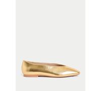 M&S Collection female Leather Slip On Flat Ballet Pumps - 6 - Gold, Light Blue,Opaline,Gold
