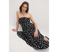 M&S Collection female Lyocell Rich Polka Dot Sweetheart Neckline Maxi Waisted Dress - 22REG - Black Mix, Black Mix