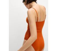 M&S Collection female Padded Macrame Detail Square Neck Swimsuit - 12REG - Marmalade, Black,Marmalade