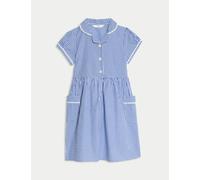 M&S Collection female Pure Cotton Gingham School Dress (2-14 Yrs) - 10-11 - Mid Blue, Green,Red,Navy,Mid Blue,Light Blue,Yellow,Lilac