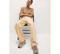 M&S Collection female Pure Cotton Poplin Straight Leg Trousers - 12REG - Medium Cream, Conker,Medium Cream,Black,Blue