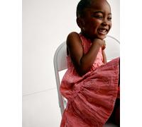 M&S Collection female Pure Cotton Shell Embroidery Dress (2-8 Yrs) - 4-5 Y - Pink Mix, Pink Mix,Ecru