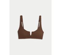 M&S Collection female Ribbed V-Front Bikini Top - 12 - Conker, Conker,Aqua