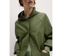 M&S Collection female Rubber Hooded Clean Longline Parka Coat - 14 - Hunter Green, Hunter Green,Light Beige