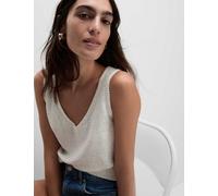 M&S Collection female Sequin Textured V-Neck Knitted Vest - M - Light Natural, Light Natural
