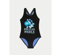 M&S Collection female SmileyWorld® Swimsuit (6-16 Yrs) - 7-8 Y - Black Mix, Black Mix