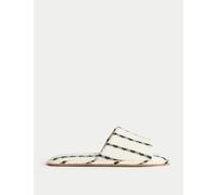 M&S Collection female Striped Slider Slippers - 6 - Cream Mix, Cream Mix