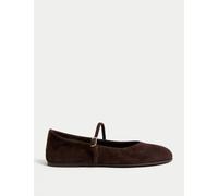 M&S Collection female Suede Flat Mary Jane Ballet Pumps - 4 - Brown, Brown
