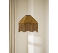 M&S Collection Fringed Velvet Lamp Shade - Ochre, Navy,Taupe,Dark Green,Ochre,Pink,Red