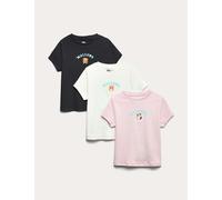 M&S Collection Girls 3pk Cotton Rich Squishmallows™ T-Shirts (5-12 Yrs) - 5-6 Y - Multi, Multi