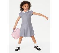 M&S Collection Girls Gingham Pleated School Dress (2-14 Yrs) - 6-7 Y - Navy, Light Blue,Yellow,Red,Navy