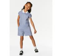 M&S Collection Girls Gingham School Playsuit (2-14 Yrs) - 5-6 Y - Mid Blue, Yellow,Light Blue,Lilac,Red,Green,Mid Blue
