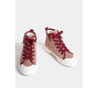 M&S Collection Girls Glitter High Top Trainers (4 Small - 6 Large) - 5 L - Burgundy, Burgundy,Gold