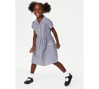 M&S Collection Girls Pure Cotton Gingham School Dress (2-14 Yrs) - 8-9 Y - Navy, Mid Blue,Yellow,Green,Navy,Red