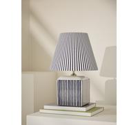 M&S Collection Joshua Ceramic Striped Rechargeable Table Lamp - Navy, Navy