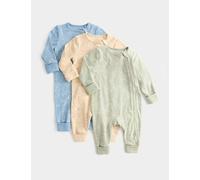 M&S Collection Kids 3pk Cotton Rich Ribbed Safari Sleepsuits (0-3 Yrs) - 0-3 M - Yellow Mix, Yellow Mix