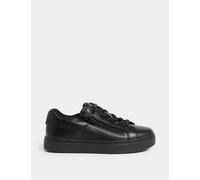 M&S Collection Kids' Leather Zip Fastening School Shoes (8 Small-2 Large) Black